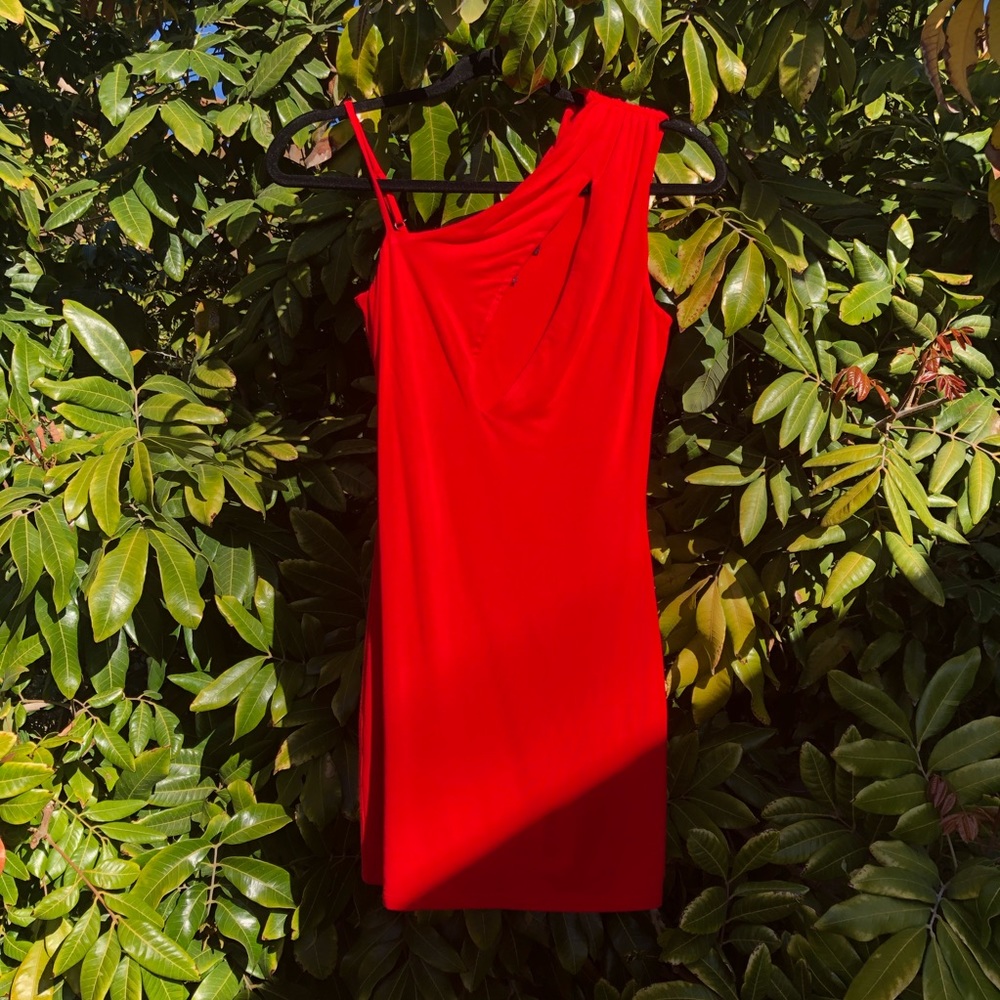 H:ours revolve red knit mini dress